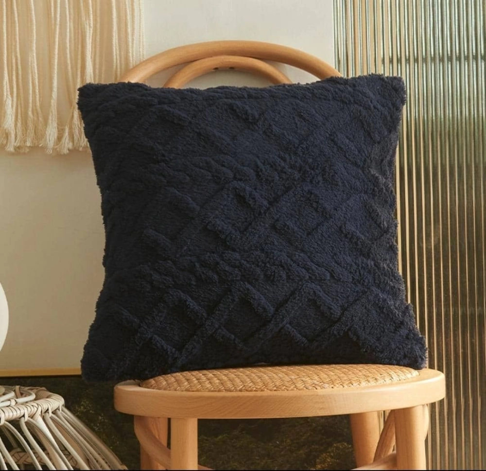 Fluffy Throw Pillow - Dark Blue