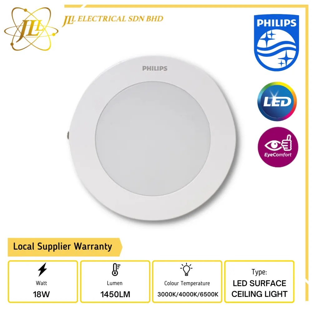 PHILIPS STAR SURFACE 59287 18W 1450LM 9" EYECOMFORT ROUND LED ULTRA SLIM CEILING LIGHT [3000K/4000K/6500K]