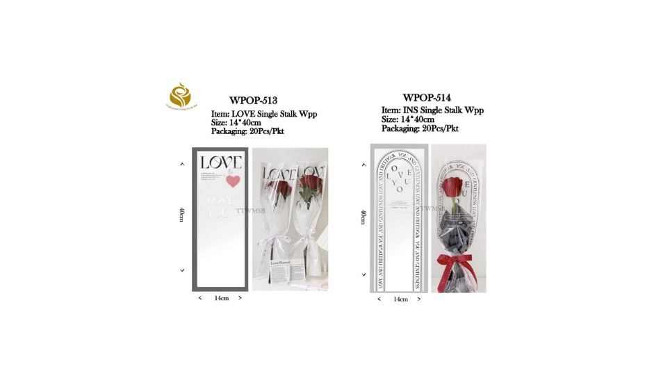 Single Stalk Flower Wrapper - Elegant Sleeves for Rose & Stem Packaging (WPOP-513/514)