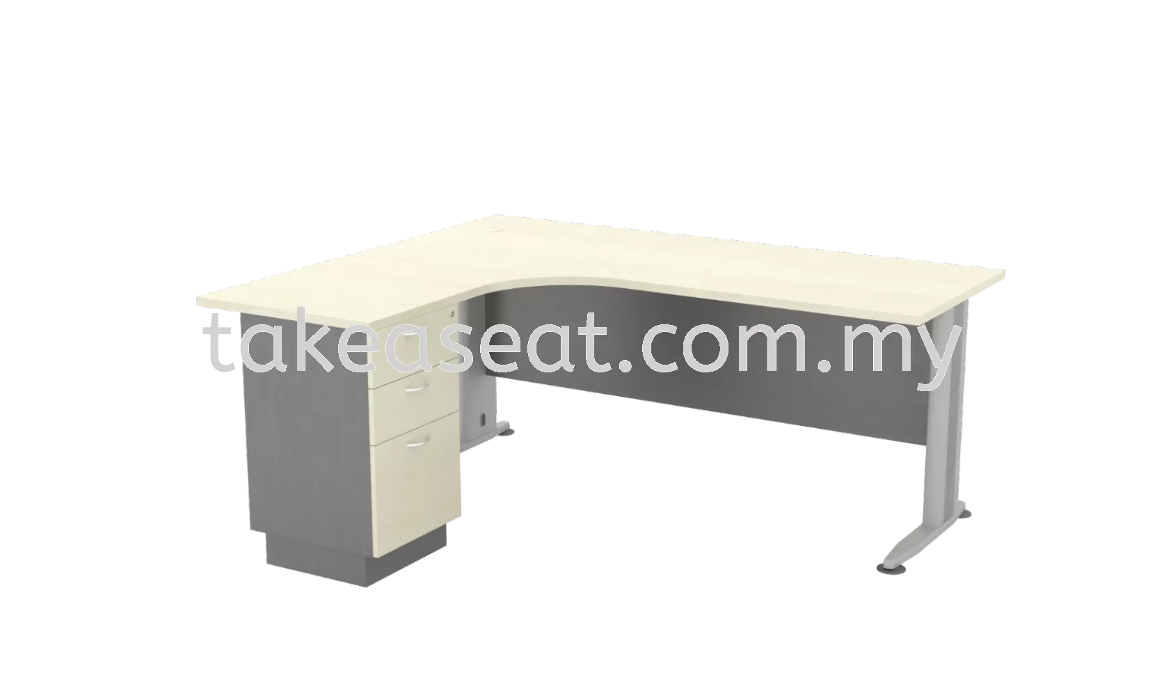 L-SHAPE TABLE WITH 3D PEDESTAL 