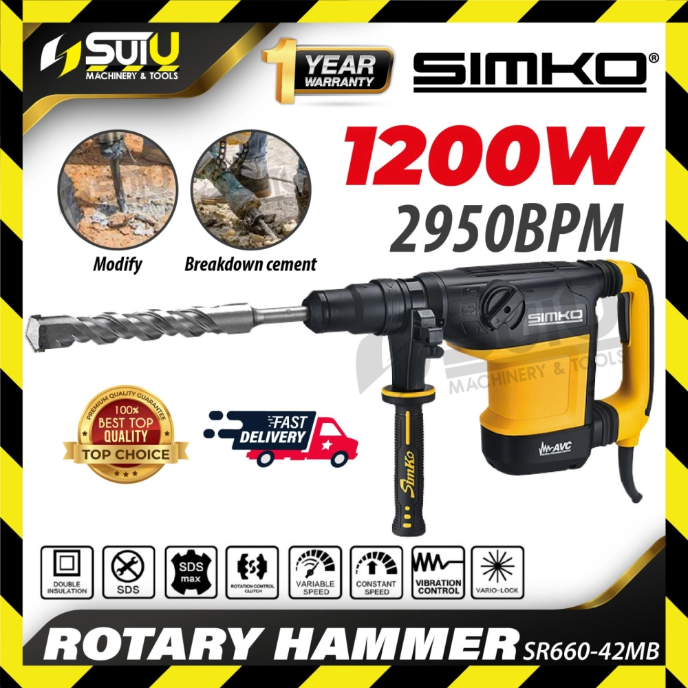 SIMKO SR660-42MB / SR66042MB SDS Max Rotary Hammer 1200W 2950BPM
