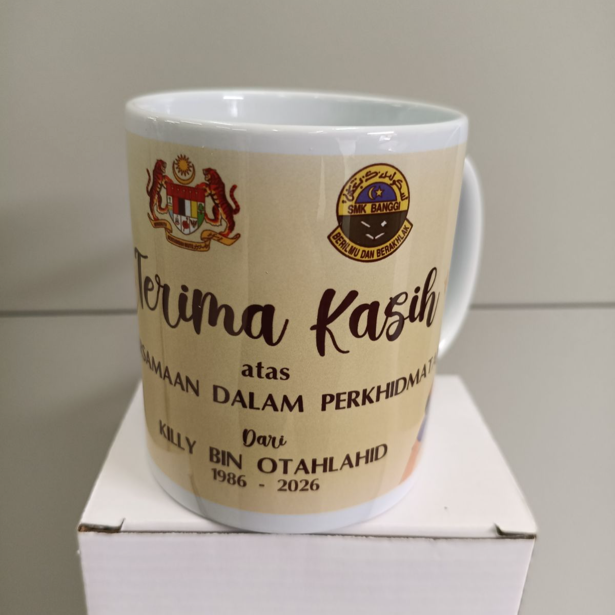 Custom Glass Mug Printing Sublimation Sabah Kota Kinabalu Retirement Gift Souvenir CCS