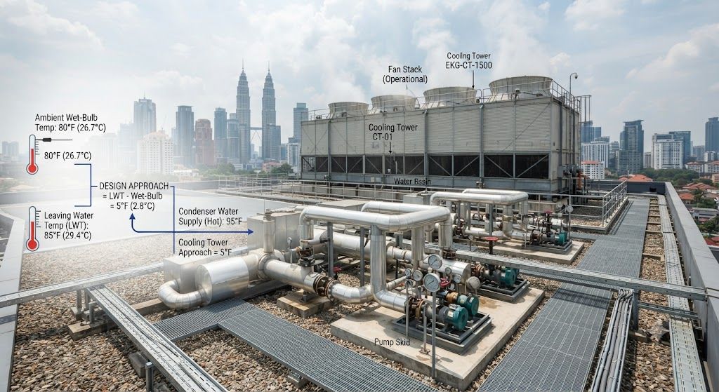 Cooling tower approach temperature design