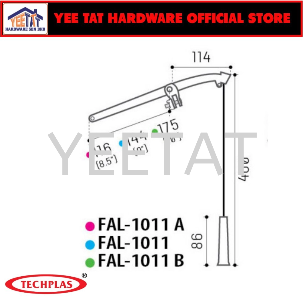 [ TECHPLAS ] FAL-1011 Plastic Lever Arm – 9″ (Nylon String & Plastic Holder)