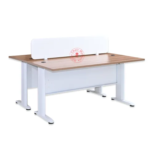 Workstation Office Table | Cluster of 2 | Meja Pejabat | Meja Office c/w Wood Divider Panel