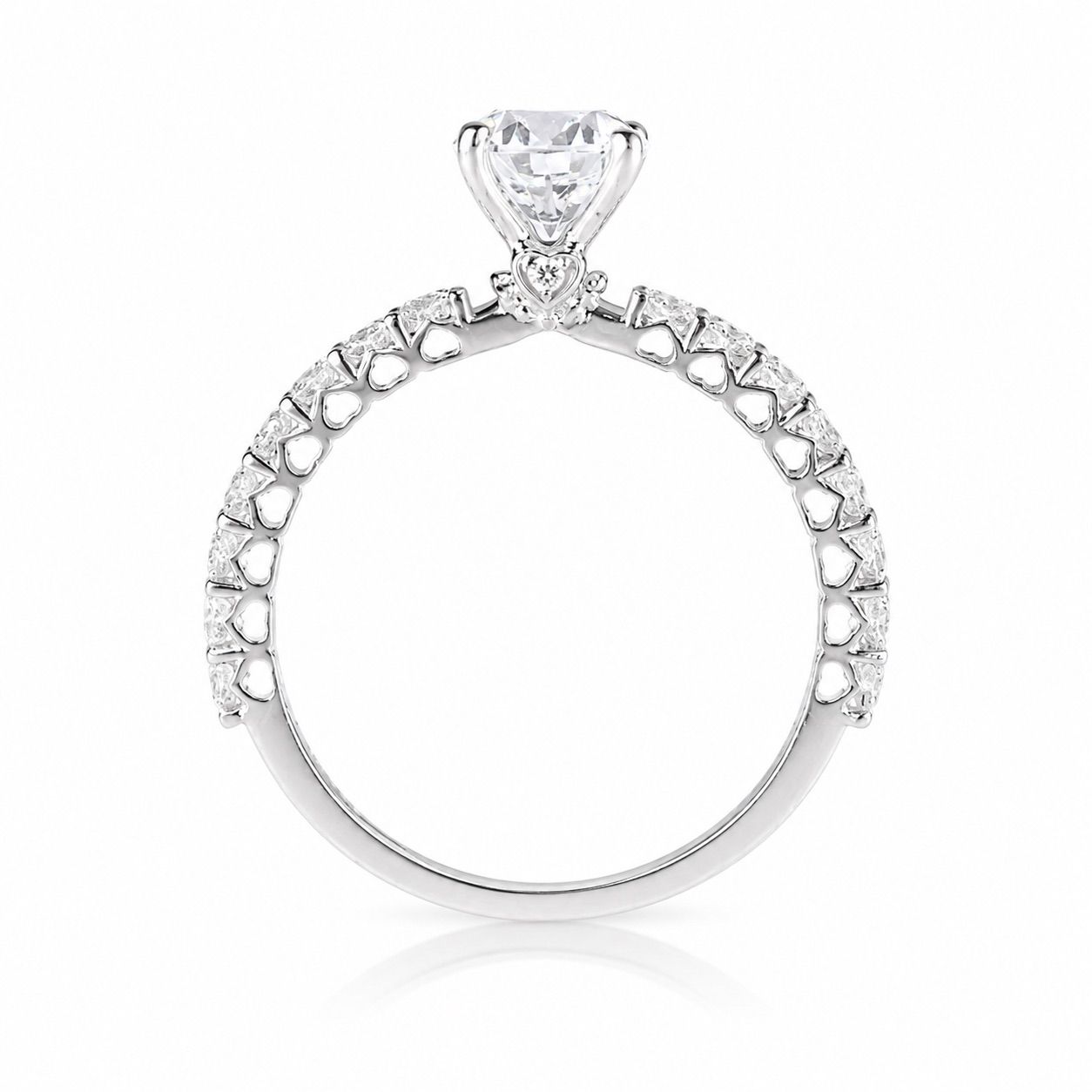 Roman & Co庐 Olythia Heart Pav茅 Solitaire Engagement Ring