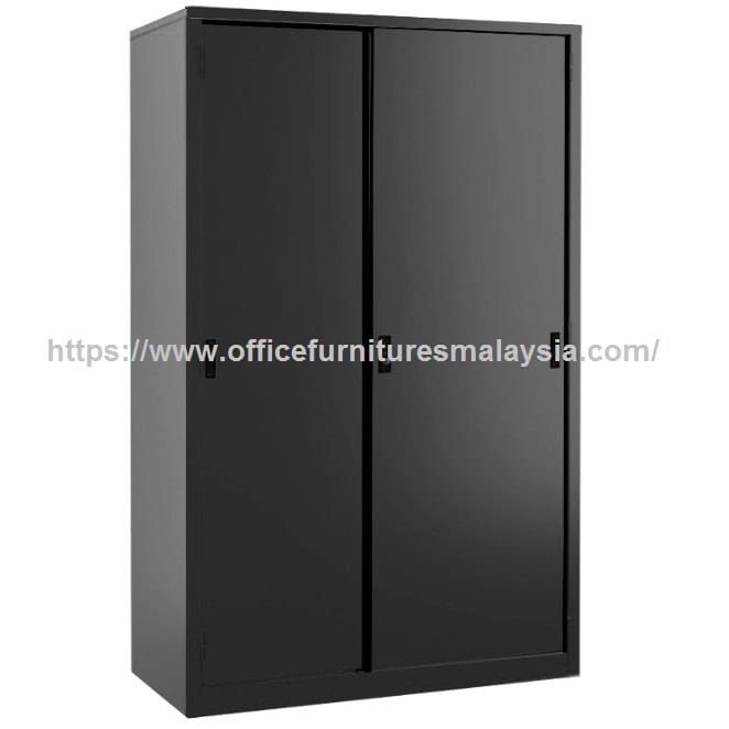 Black Steel Full Height Cupboard with Steel Sliding Doors OFS116MB
