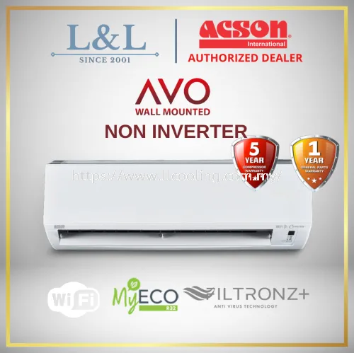 ACSON AVO Series R32 NON INVERTER Air Conditioner with WIFI (1HP/1.5HP/2HP/2.5HP) (A3WM10N/A3WM15NP/A3WM20N/A3WM25N)