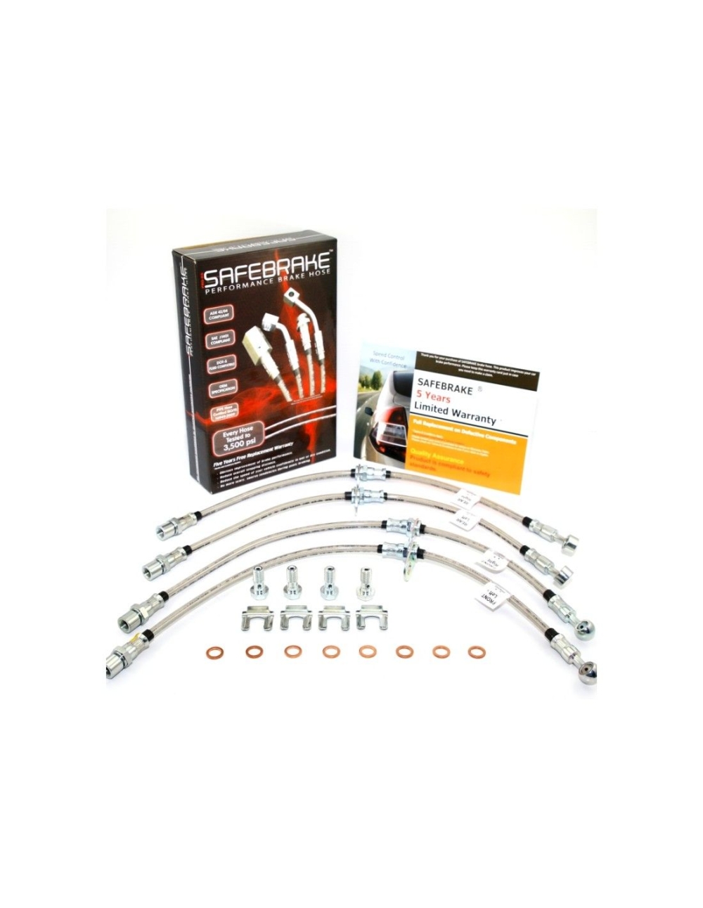 PRO RS STEEL BRAIDED BRAKE HOSE for Subaru WRX STi 2.0/2.5L V10 (BREMBO) 2008-2014 - 4pcs (5 Years Warranty)