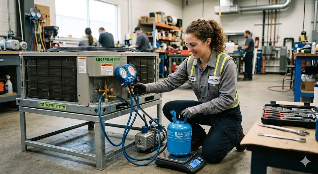 R290 refrigerant charging steps