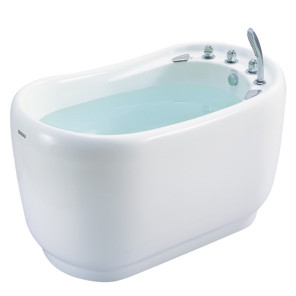 M608A Free Standing Whirlpool Bathtub 1200x700mm – Single Person Massage Tub with Waterfall, Handshower & Hot/Cold Control