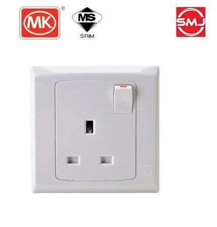 MK E2757SRWHI 13A 1 Gang Switch Socket Outlet (SIRIM Approved)