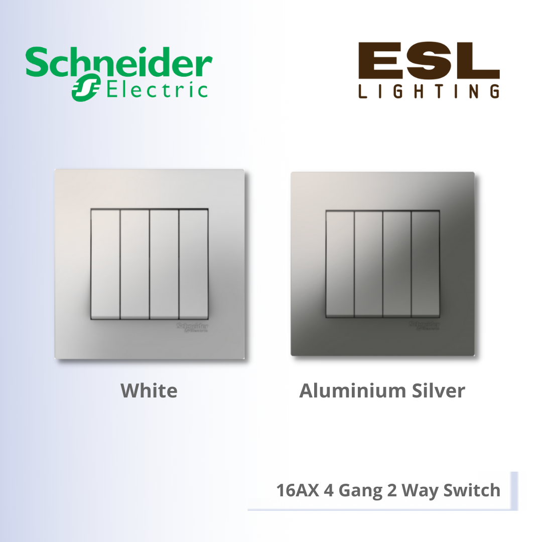 SCHNEIDER Vivace 16AX 4 Gang 2 Way Switch (86x86mm) - KB34S_WE_G11 KB34S_AS_G11