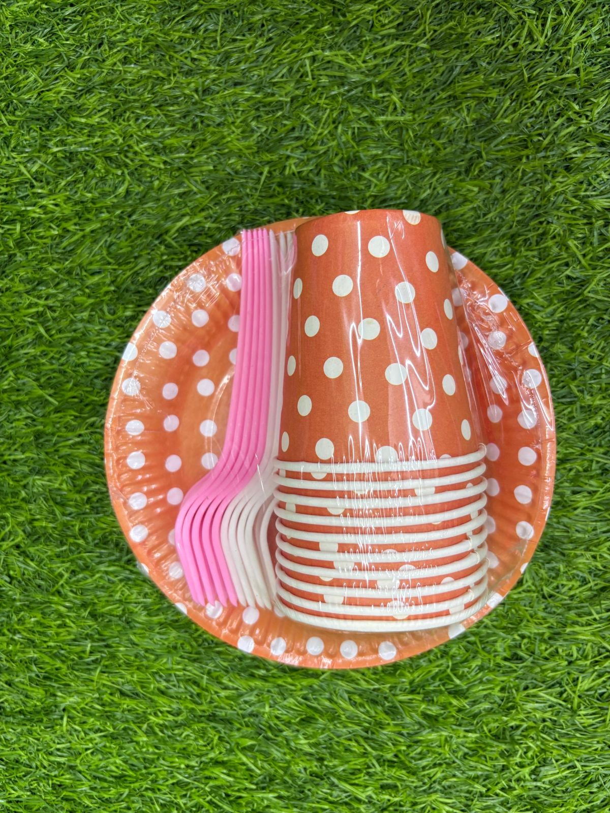 7inch Round Paper Plate & Cup with Fork 10pcs (P-7RPCF)