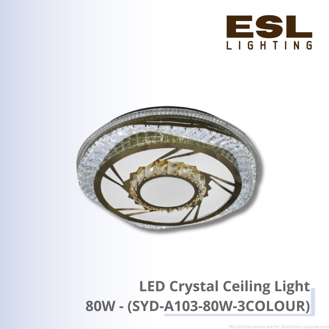LED Crystal Ceiling Light 80W - SYD-A103-80W-3COLOUR