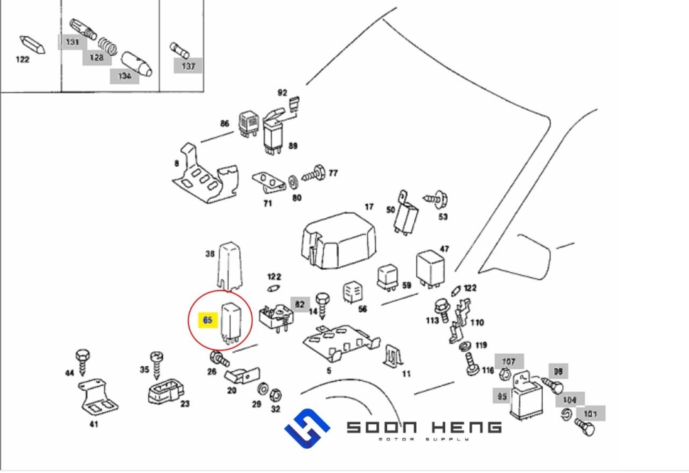 Mercedes-Benz W123, S123 and C123 with engine M102 230E - Fuel Pump Relay (KAE)
