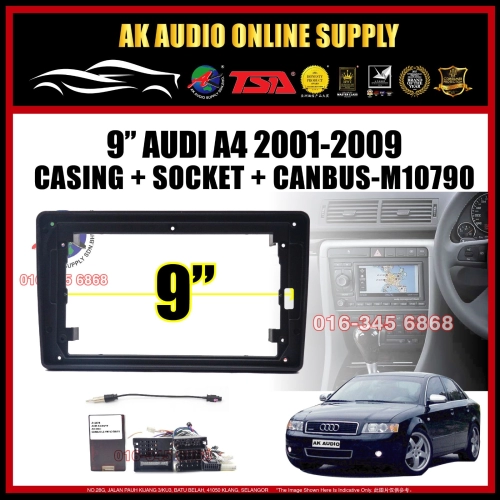 Audi A4  2001 - 2009 Android 9" Casing +Socket With Canbus -M10790