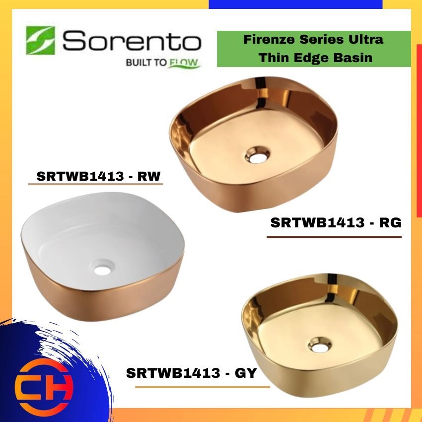  SORENTO ULTRA THIN EDGE COLOUR BASIN SRTWB3412-RG/ SRTWB1413-GY/ SRTWB1413-RW  