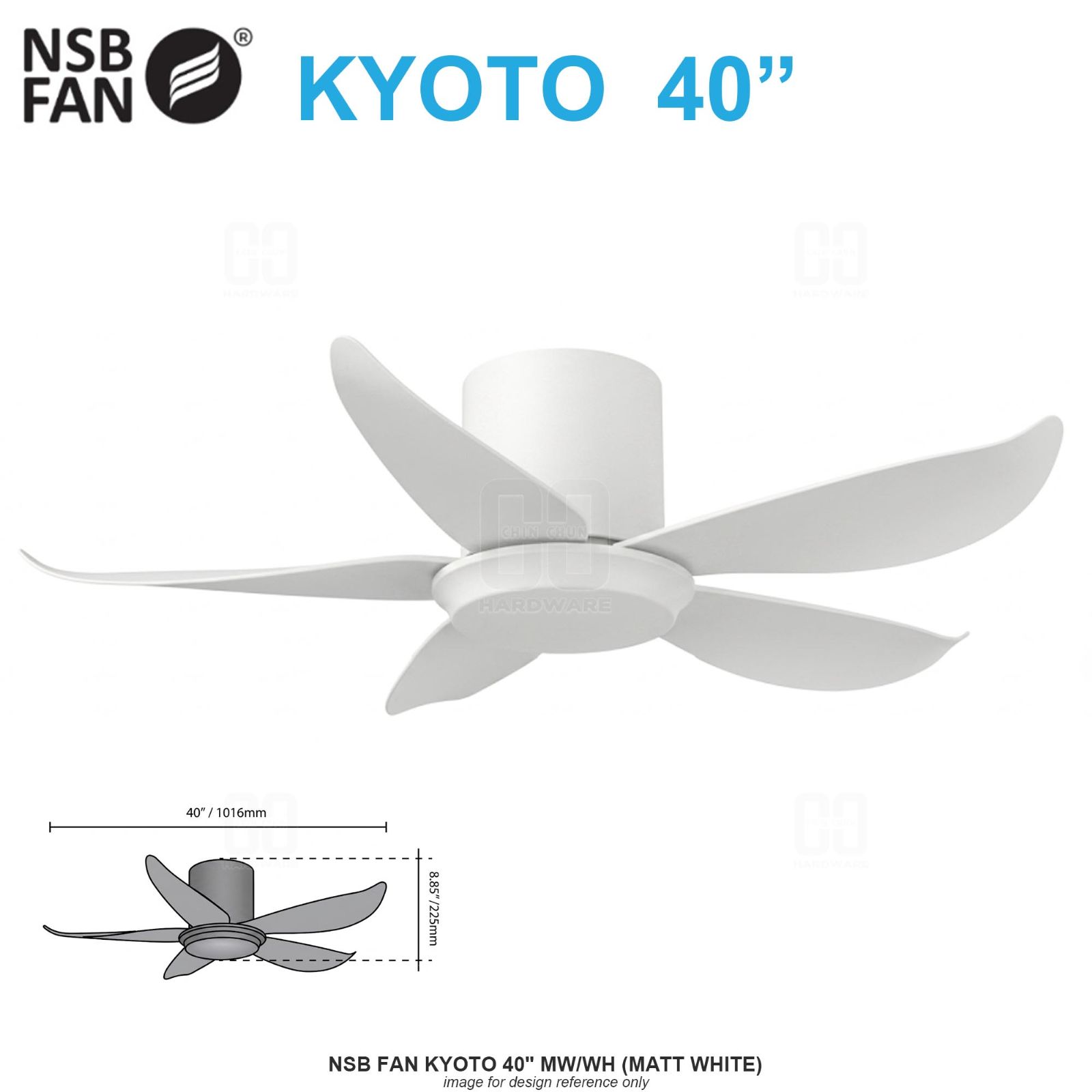 NSB FAN KYOTO 40" MW/WH MATT WHITE