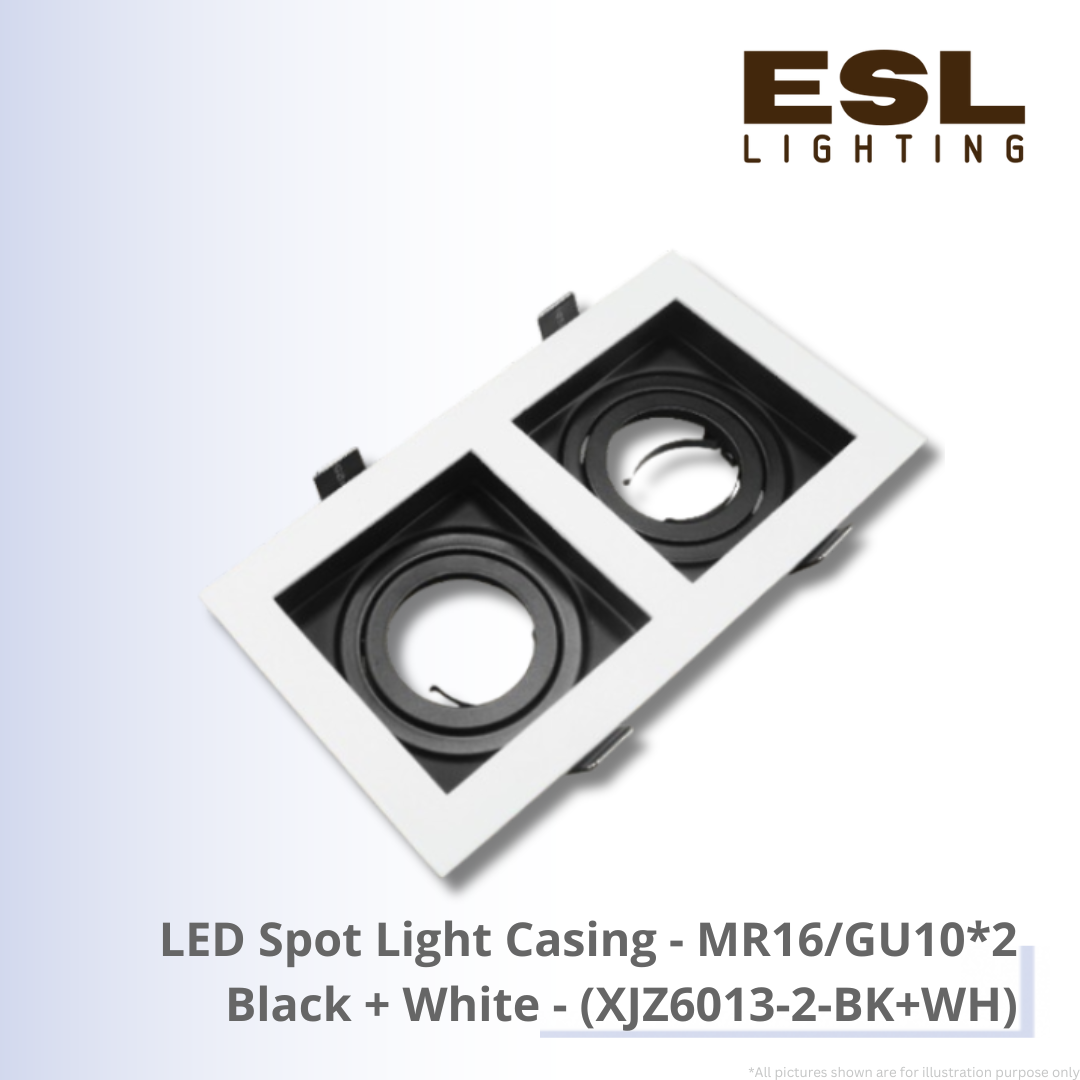 LED Spot Light Casing MR16/GU10*2 Black + White - XJZ6013-2-BK+WH