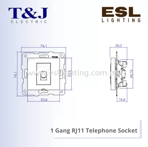 T&J LAVINA"95" SERIES 1 Gang RJ11 Telephone Socket - JC811-4TU-W-AL / JC811-4TU-W-BE / JC811-4TU-W-BL / JC811-4TU-W-BR / JC811-4TU-W-GR / JC811-4TU-W-IV / JC811-4TU-W-LA / JC811-4TU-W-SI / JC811-4TU-W-TP / JC811-4TU-W-WH