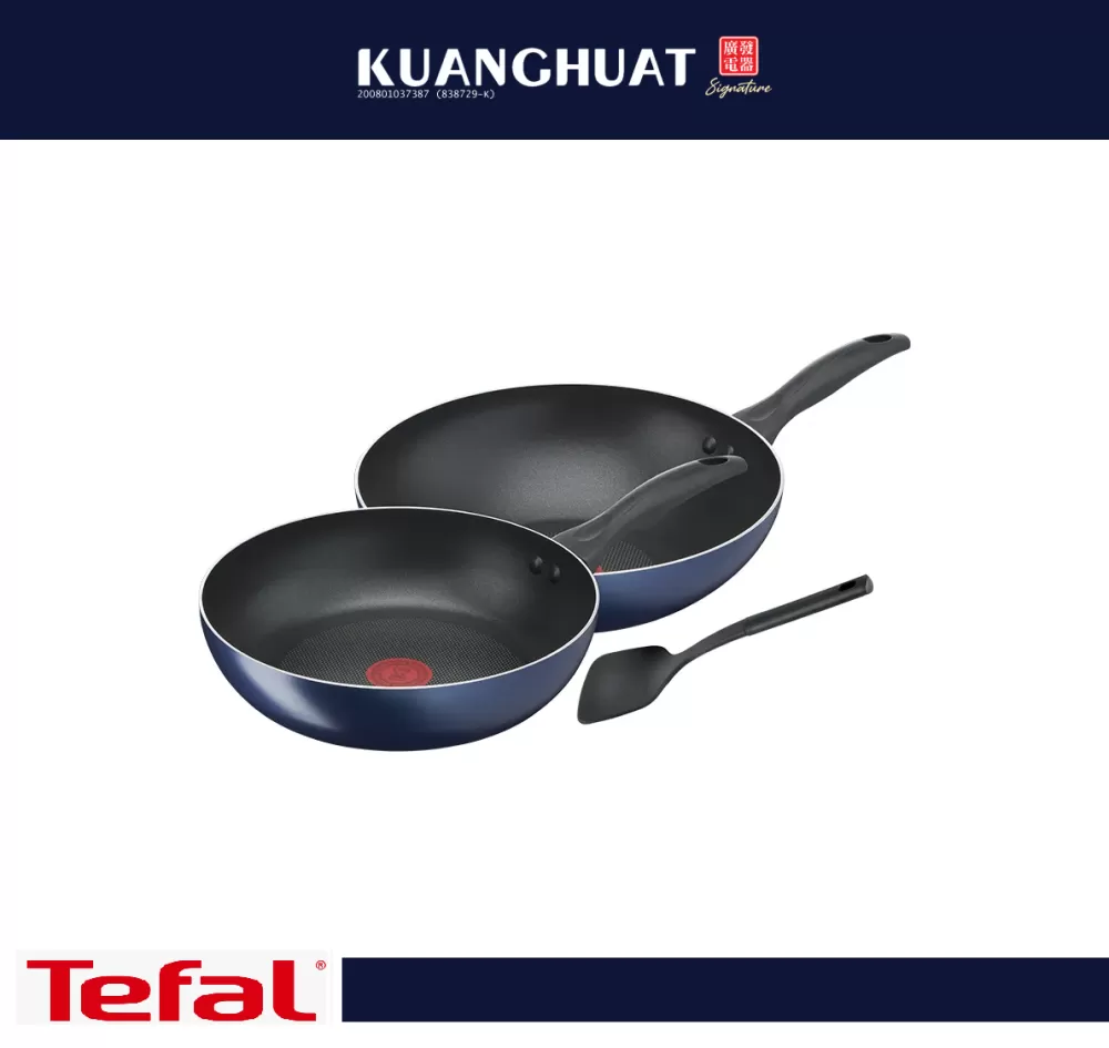 TEFAL Clear Cook 3 pcs set (Frypan 26cm + Wokpan 28cm + Small Spatula) B266S395