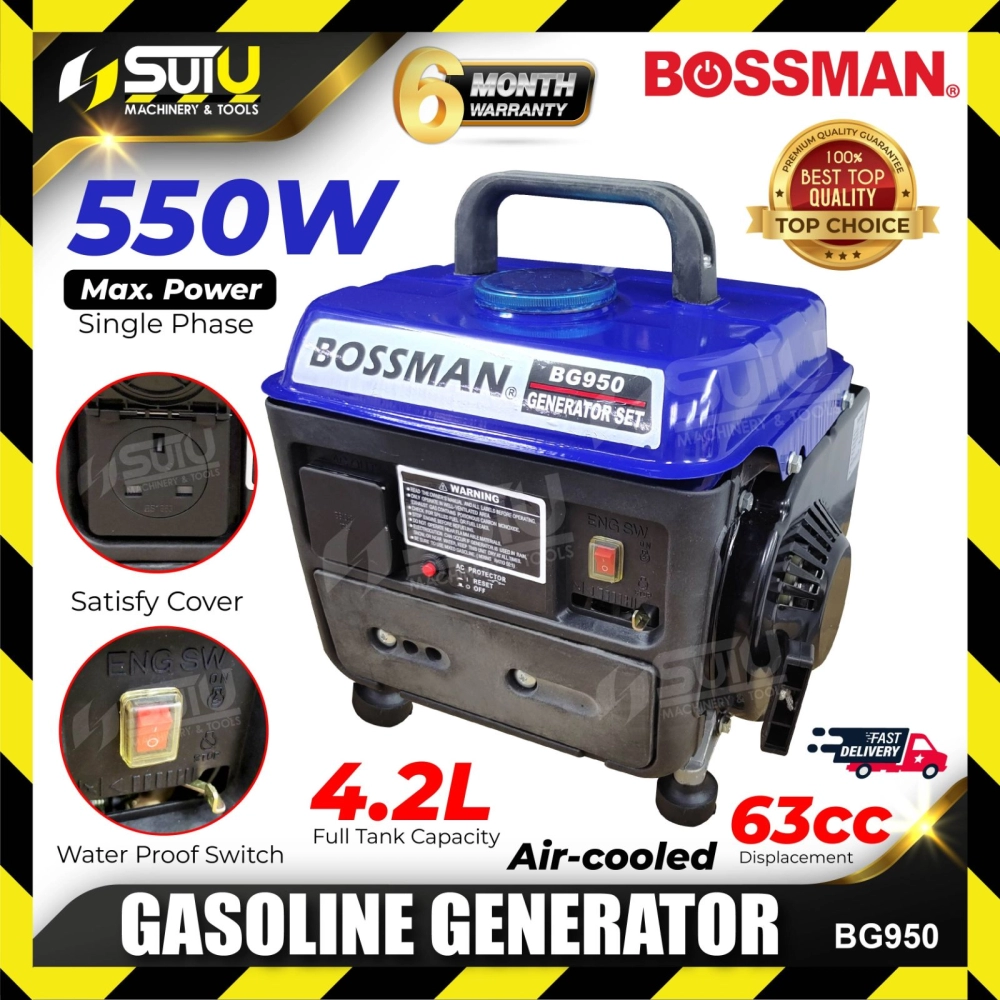 BOSSMAN BG950500 / BG950-500 / BG950 63CC Professional Gasoline Generator / Penjana 550W