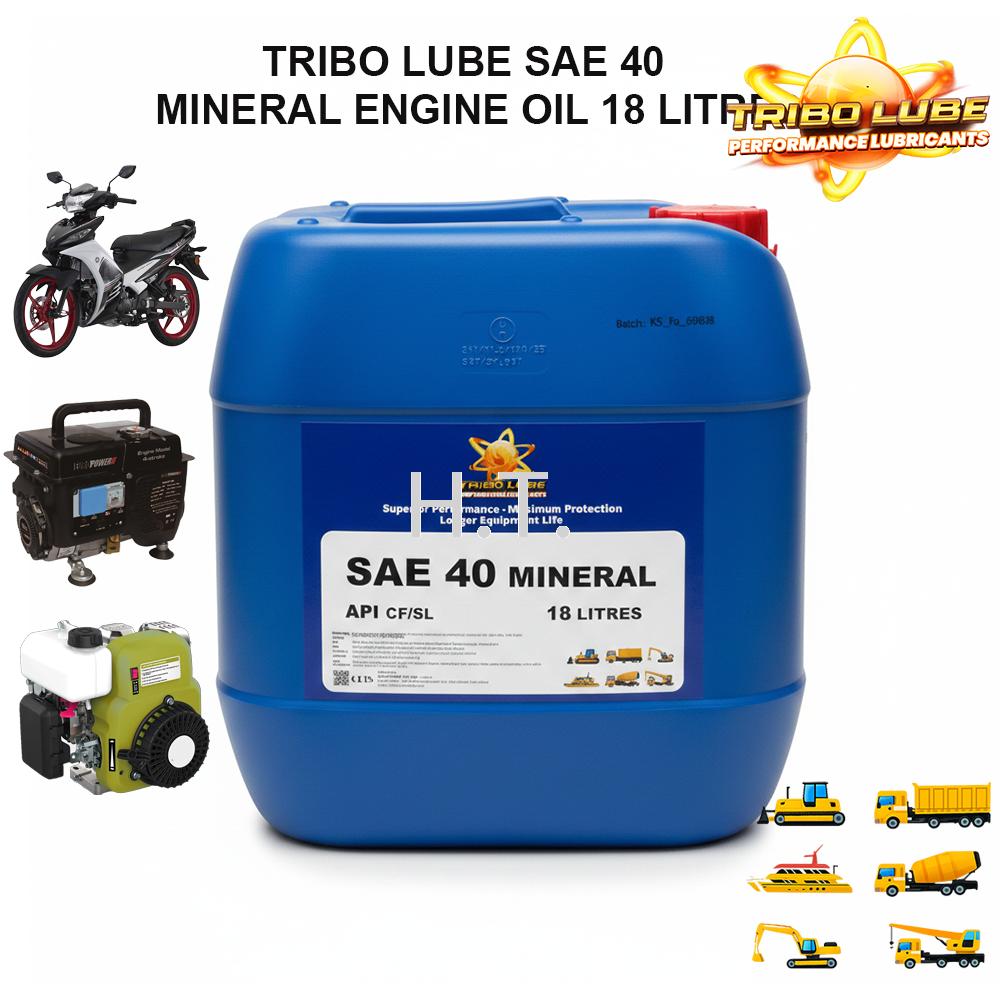 TRIBO LUBE SAE 40 MINERAL ENGINE OIL 18 LITRES | API CF/SL HEAVY DUTY ENGINE LUBRICANT | PETROL & DIESEL ENGINE OIL