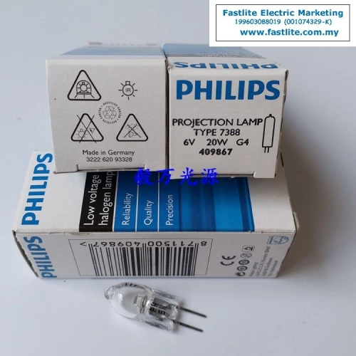 Philips 7388 6v 20w G4 ESB Microprojection Bulb (made in Germany)