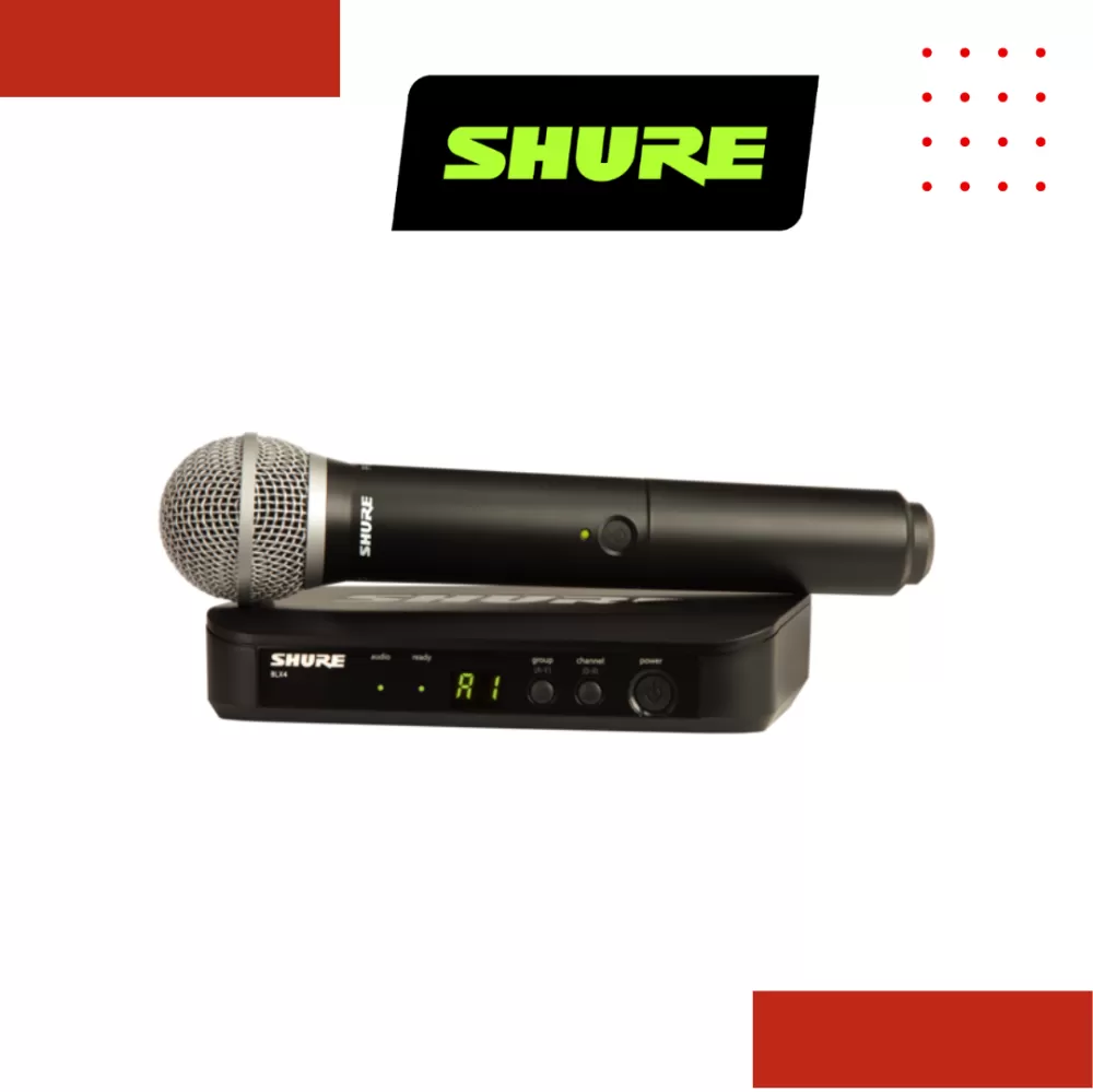 Shure BLX24/PG58 Wireless Handheld Microphone System, BLX4 Receiver & BLX2/PG58 Handheld Transmitter
