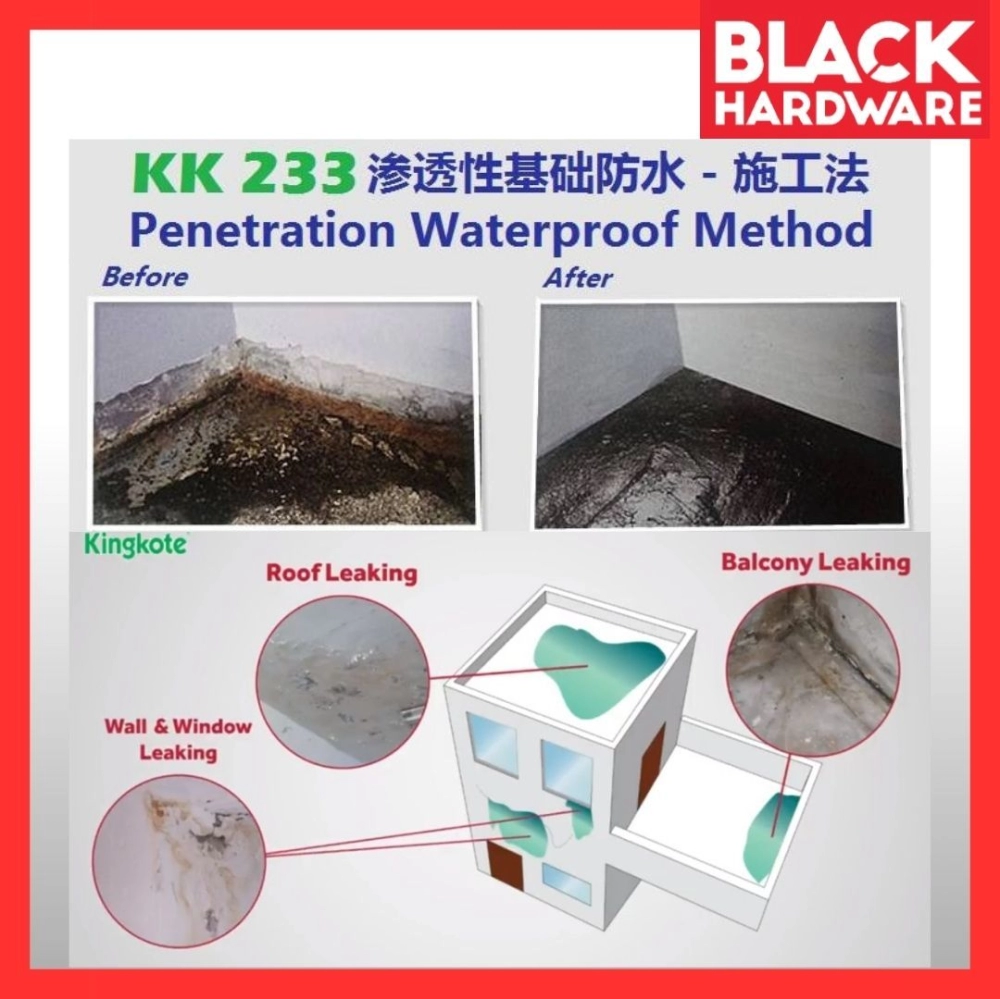 Black Hardware KINGKOTE KK233 Waterproof Paint Coating Cat Kalis Air Waterproofing Paint Toilet Concrete Emulsion Paint