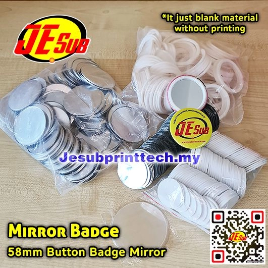 Button Badge Mirror 58mm Material (100pcs/pkt) | DIY Cosmetic Pocket Mirror 58mm Material - JE SUB
