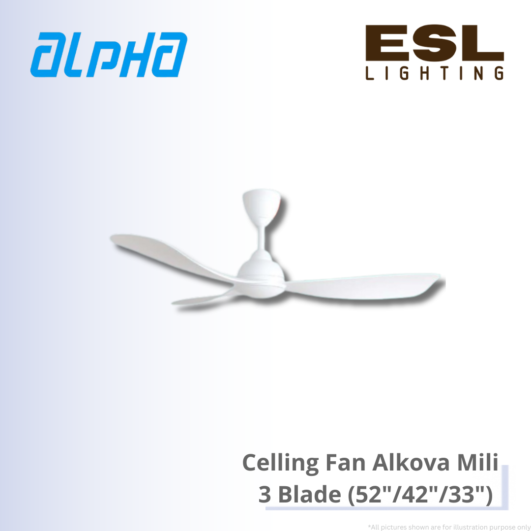 ALPHA Celling Fan Alkova Mili - 3 Blade (52"/42"/33")