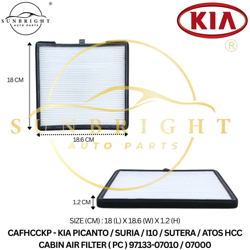 CAFHCCKP - KIA PICANTO / SURIA / I10 / SUTERA / ATOS HCC CABIN AIR FILTER ( PC ) 97133-07010 / 07000