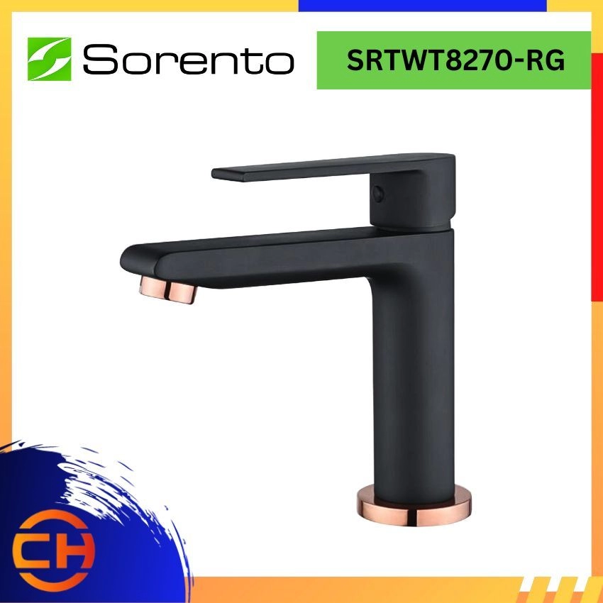 SORENTO BATHROOM FAUCET SRTWT8270-RG Basin Cold Tap Rose Gold + Matt Black ( L142MM x W46MM x H133MM )