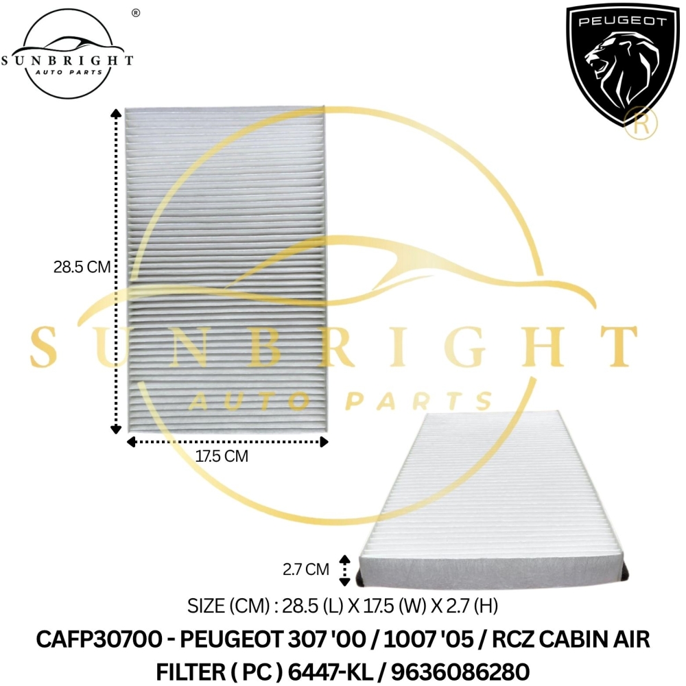 PEUGEOT 307 '00 / 1007 '05 / RCZ CABIN AIR FILTER ( PC ) 6447-KL / 9636086280