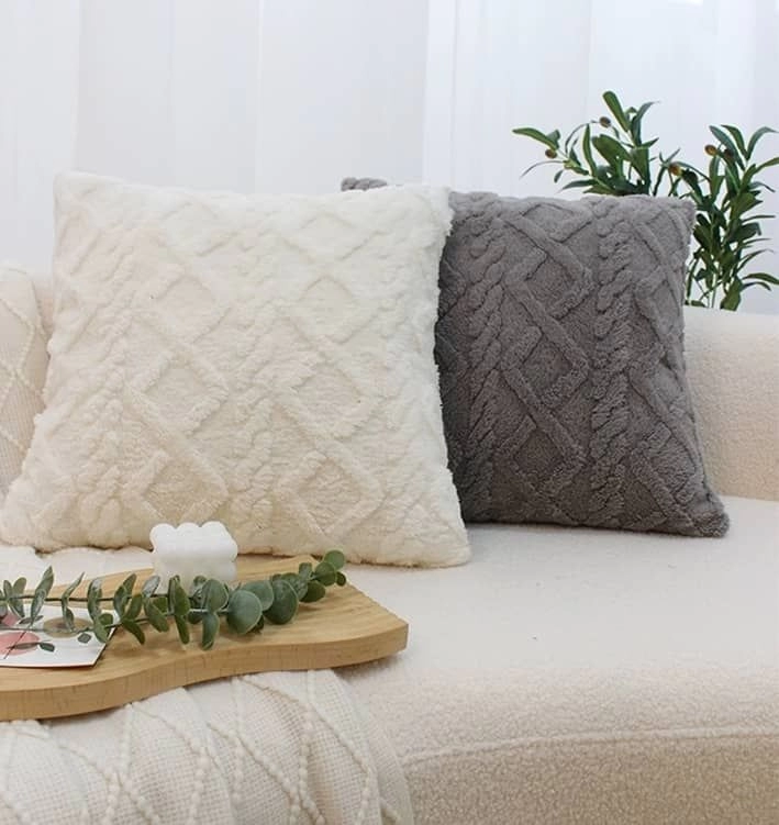 Fluffy Throw Pillow - White