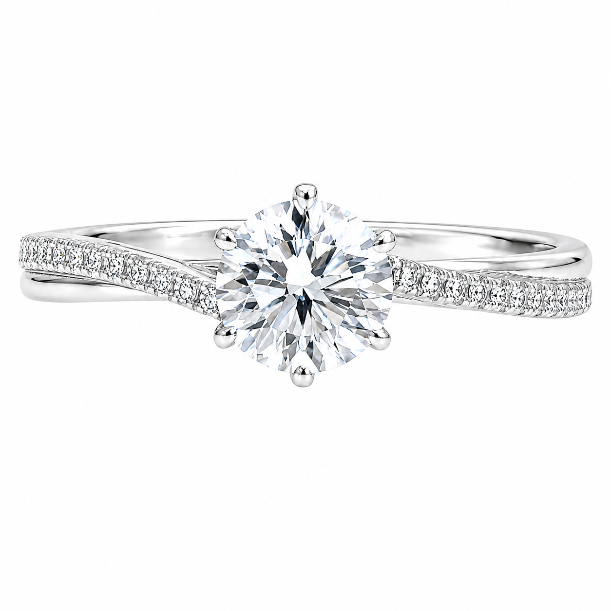 Roman & Co庐 Virestra Asymmetric Pav茅 Solitaire Ring