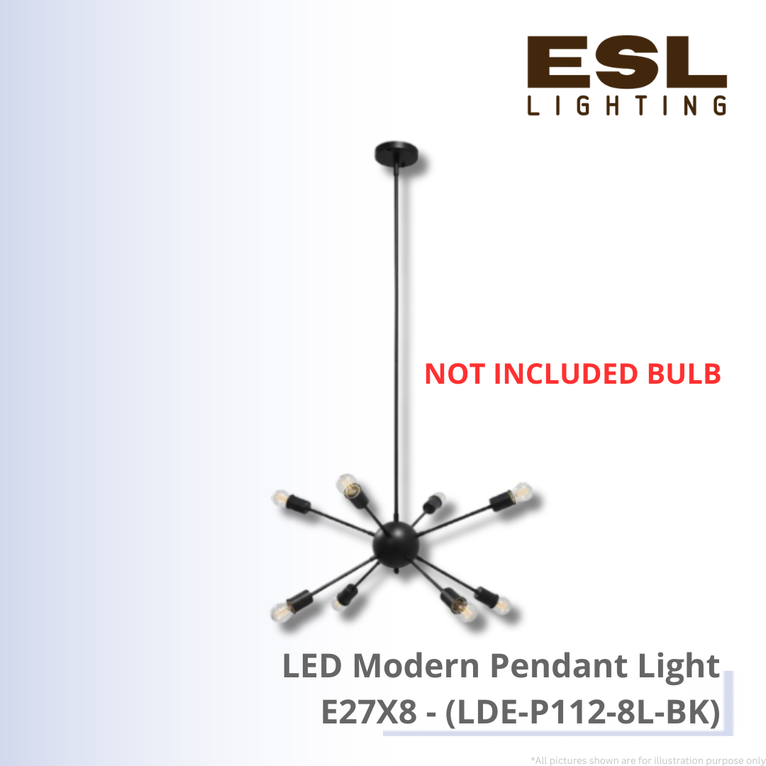 LED Modern Pendant Light E27X8 (Not Included Bulb) - LDE-P112-8L-BK