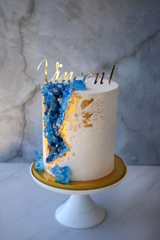 Blue Geode Crystal Cake