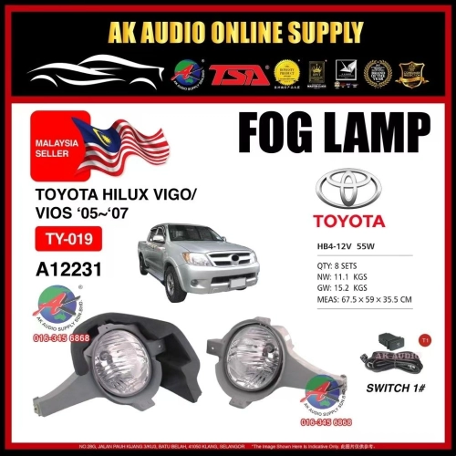 Pentair TOYOTA HILUX VIGO 2005 2006 2007 OEM Fog Lamp Sport Light Full Set TY-019 - A12231