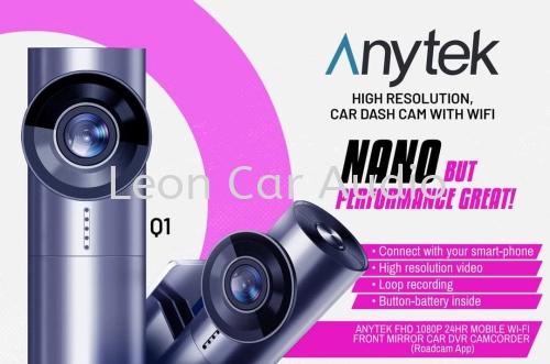 Leon anytek Q1 fhd 24hr mobile wifi front mirror car camcorder dvr camera