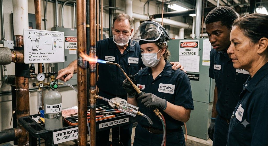 HVAC brazing nitrogen purge certification training