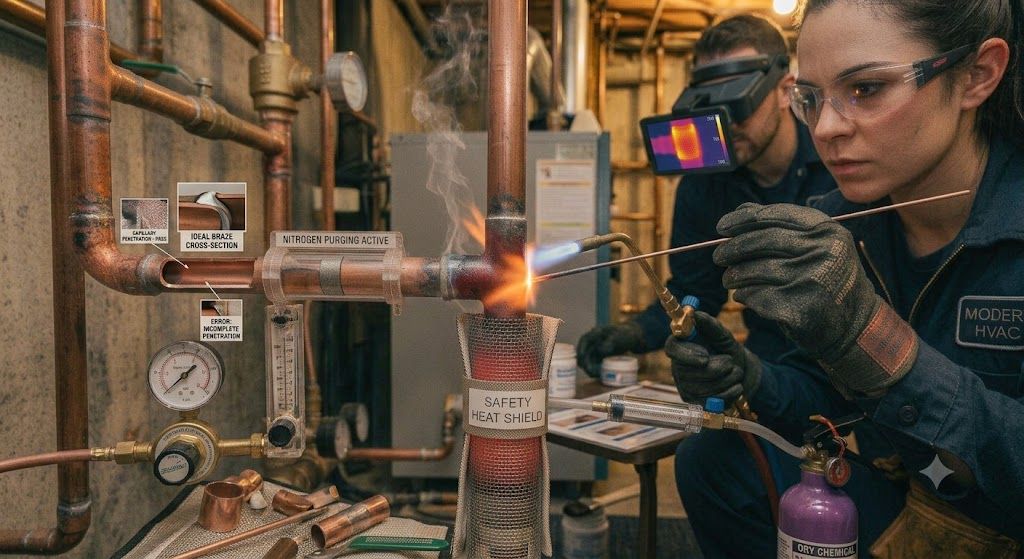 HVAC technician copper joint brazing training