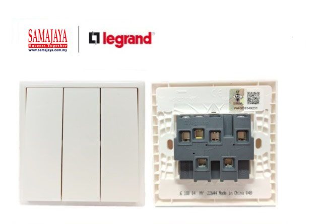 Legrand 618004 Eloe 3 Gang 1 Way Switch