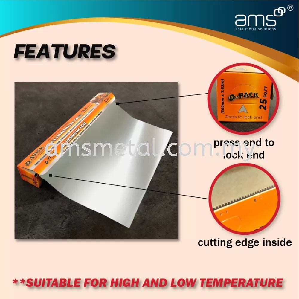 AMS Aluminium Foil Roll 75M Length 450 mm Width / Top Grade BBQ Grill Foil / Cooking Wrapping Foil [ Heavy Duty ]