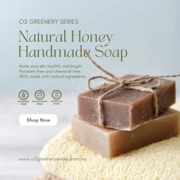 O2 Greenery Series "Experience the Nourishing Benefits of Honey with Organic Handmade Honey Soap"