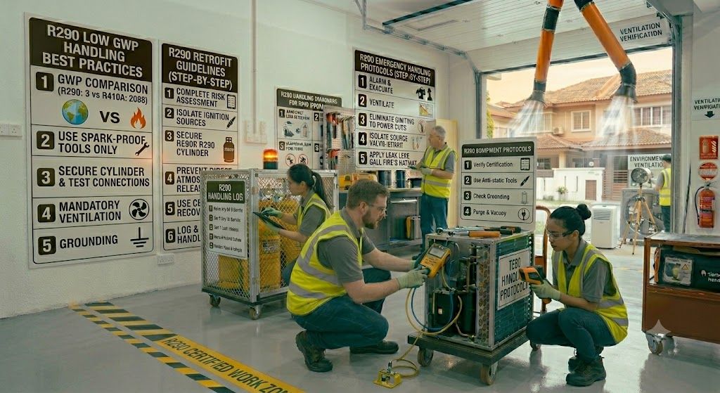 R290 safe gas handling in HVAC systems