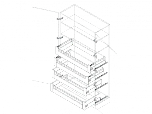 SPACE TOWER larder unit with TANDEMBOX i4+i5 (BLUMOTION) Cabinet Width 600mm-1200mm