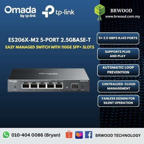 OMADA TP-LINK ES206X-M2: 5-Port 2.5GBASE-T Easy Managed Switch with 1 10GE SFP+ Slot